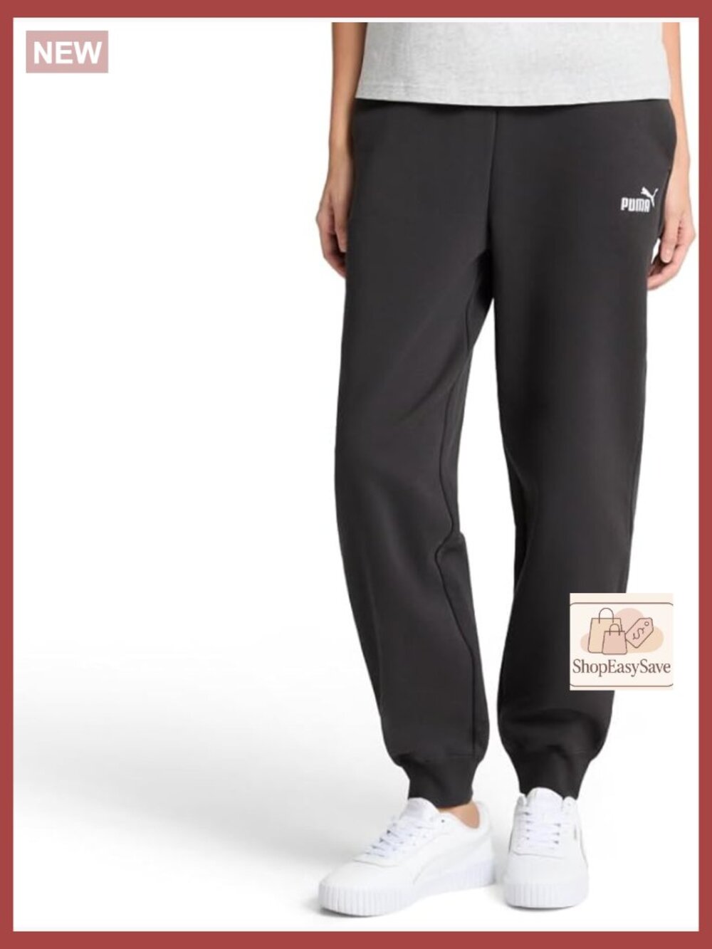 Essentials Logo Fleece Sweatpants Relaxed Fit Cuffed Leg Drawstring Waist Side
